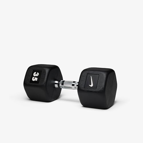 Nike Rubber Hex Dumbbell Pair - color: Black / White, size: 35 lb