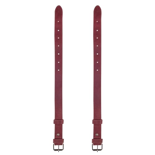 Hide & Drink, Set of 2 Rustic Bicycle Ankle Bands, Brass Metal Buckle, Adjustable Straps for Legs, Classic Vintage Gifts for Cyclists, Full Grain Leather, Handmade - color: Sangria