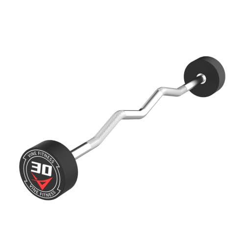 Rubber Coated Fixed Barbell, Pre-Loaded Weights EZ Curl Solid Steel Barbells, Weighted Bar for Weightlifting Exercise, Bodybuilding, Strength Training, Squat Rack & Bench Press - style: 30LB