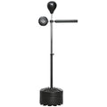 Soozier Free Standing Boxing Bag with Stand, Punching Speed Bag Reaction Bar Challenge with Suction Cups, 64-81in Adjustable Height for Teenagers and Adults - color: Black
