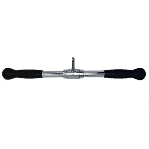 Lat Cable Machine Attachment Curl Pulldown Barbell Revolving Bar, Multi-Exerciser Cable Attachment, Solid Steel Tricep Press Down Bar with Rubber Handgrips & Revolving Hanger - color: 20 Inch