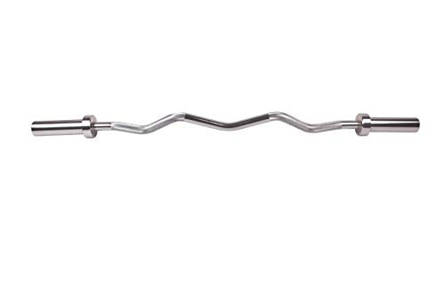 POWERT Olympic Barbell 47" EZ Curl/Straight Olympic Bar Weight Lifting for Loading 2 Inch Weight Plates-47 Inch, 400 lbs Capacity - style: Curl Bar