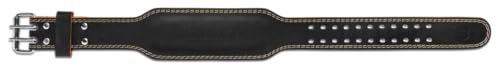 Harbinger Padded Leather Contoured Weightlifting Belt - 4" or 6” Width - Interior Suede Lining & Foam Cushioning - Heavy-Duty Dual Prong Steel Roller Buckle - for Lifting Support - size: Large, style: 4 Inch: 2.0
