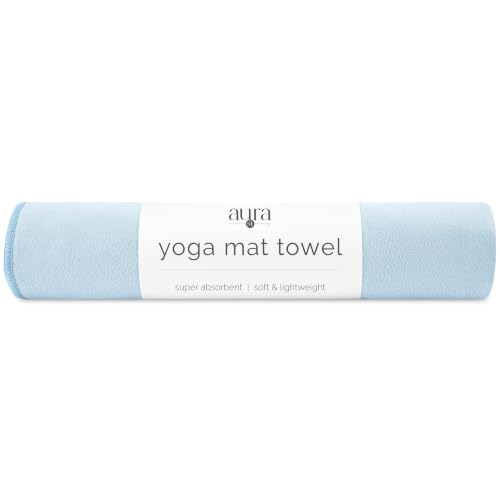 S&T INC. Aura Yoga Mat Towel, Quick Dry Towel, Soft and Absorbent for Gym, Pilates, and Hot Yoga Mat, 1 Pack, 26.5 inches x 72 inches, Microfiber, Blue - color: Blue