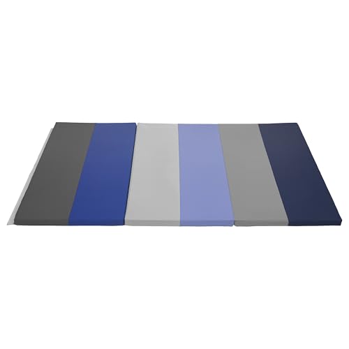 Factory Direct Partners SoftScape 4ft x 6ft Runway Tumbling Mat - Soft, Sturdy Foam, 3-Fold Exercise Mat - color: Navy/Powder Blue