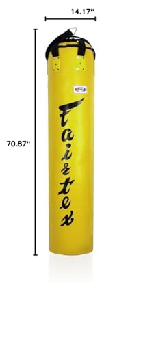 Fairtex HB6 6 Ft. Banana Bag Punching Bag for Muay Thai, Boxing, Kickboxing, MMA - 14.17" W x 70.87" H - color: HB6 Yellow, size: Unfilled