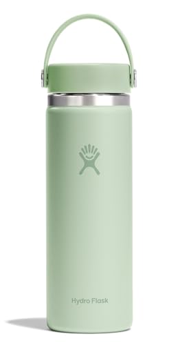 Hydro Flask Water Bottle - Insulated Stainless Steel - Wide Mouth Flex Lid, Non Spill, Leakproof and Refillable in 20 Oz Aloe Green - color: Aloe, style: 20 Oz