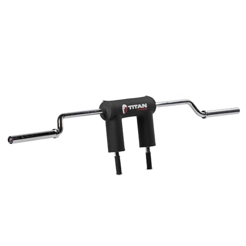 Titan Fitness Rackable Safety Squat Bar, Cambered Safety Squat Barbell with 5" Drop, Olympic Weight Sleeves Rated 1,500 LB, HeftyGrip Shoulder/Arm Pads, 35mm Easy-Grip Handles