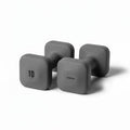 WeGym SafeGrip Square Dumbbells with Anti Slip Handles, Aesthetic Free Weights for Home Workouts, Stable Design Prevents Rolling during Floor Exercises - color: Slate, style: 10LB Pair