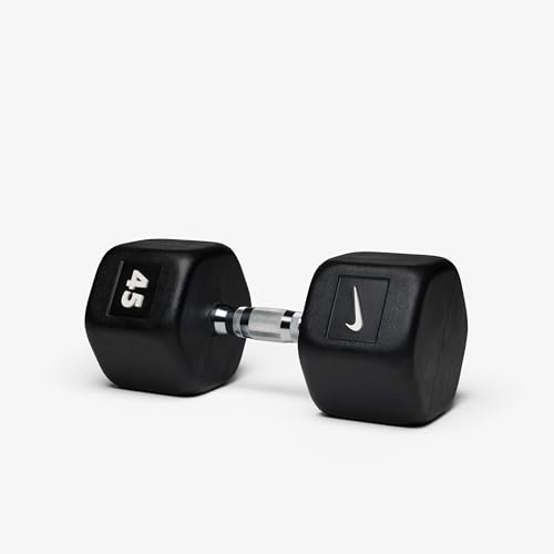 Nike Rubber Hex Dumbbell Pair - color: Black / White, size: 45 lb