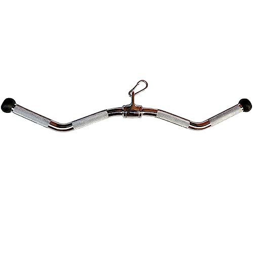 Lat Cable Machine Attachment Curl Pulldown Barbell Revolving Bar, Multi-Exerciser Cable Attachment, Solid Steel Tricep Press Down Bar with Rubber Handgrips & Revolving Hanger - color: 28 Inch Ball Hand