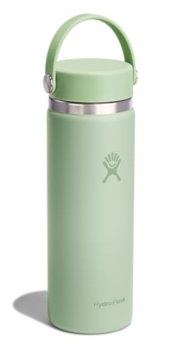 Hydro Flask Water Bottle - Insulated Stainless Steel - Wide Mouth Flex Lid, Non Spill, Leakproof and Refillable in 20 Oz Aloe Green - color: Aloe, style: 20 Oz