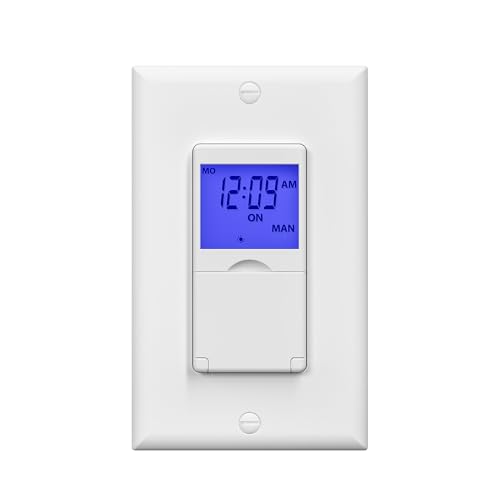 BN-LINK 7 Day Programmable in-Wall Timer Switch for Lights, Digital Light Switch Timer Indoor, Single Pole and 3 Way (Compatible with SPDT) Both Use, Neutral Wire Required, Blue Backlight, ETL Listed - color: Blue Backlight, size: 1 Pack