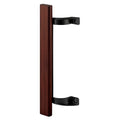 Prime-Line C 1190 Sliding Glass Door Pull Handle, 6-1/2 In. to 6-5/8 In. Hole Centers, Black Diecast Supports, Wood Handle (Single Pack) - color: Matte Black