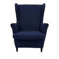 NILUOH Wingback Chair Cover 2-Piece Soft Stretch Wing Chair Slipcover Solid Color Armchair Sofa Couch Cover Furniture Protector with Elastic Bottom for Living Room Bedroom (Navy) - color: Navy