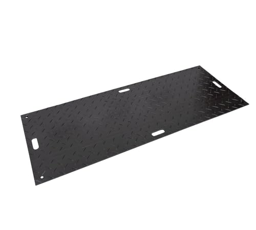Mytee Products 3' x 8' Ground Protection Mats with Double Sided Diamond Plated Tread Design - High Density Polyethylene Mat, Easily Supports 90 Ton Loads on Lawns, Dirt, and Any Other Areas - color: Black, size: 1 - Pack