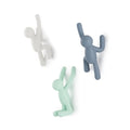 Umbra Buddy Wall Hooks, Wall Mount Coat Hooks, Set of 3, White/Mint/Blue | Easy install with hardware, holds 5lbs per hook, entryway bedroom bathroom dorm, playful hanging storage, recycled plastic - color: White/Mint/Blue