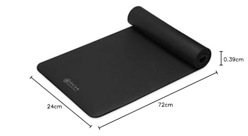 Gaiam Thick Yoga Mat, Exercise & Fitness Mat with Easy-Cinch Carrying Strap | Non-Slip NBR Foam | Joint Cushioning | Yoga, Pilates, Fitness & Floor Workouts | 72"L x 24"W - color: Black