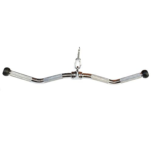 Lat Cable Machine Attachment Curl Pulldown Barbell Revolving Bar, Multi-Exerciser Cable Attachment, Solid Steel Tricep Press Down Bar with Rubber Handgrips & Revolving Hanger - color: 28 Inch Ball Hand