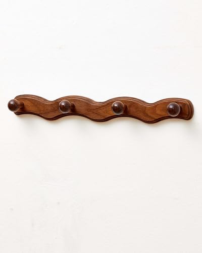 Wood Coat Rack Wall Mount - 4Pack Walnut Coat Hooks for Hanging Clothes,Keys, Robes,Purse,Towels,Bags,Backpack, Modern Decorative Wall hooks Heavy Duty Hanger Organizer for Bathroom,Entryway & Bedroom - size: 4 Hooks