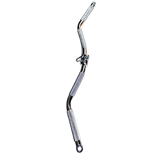 Lat Cable Machine Attachment Curl Pulldown Barbell Revolving Bar, Multi-Exerciser Cable Attachment, Solid Steel Tricep Press Down Bar with Rubber Handgrips & Revolving Hanger - color: 28 Inch Chrome