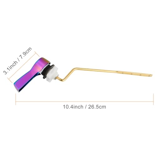 Hibbent Universal Metal Side Mount Toilet Handle Replacement Kit, Brass Toilet Flush Tank Lever with Stainless Steel Flapper Chains for Most Toilets, Rainbow - color: Rainbow, style: Side Mount