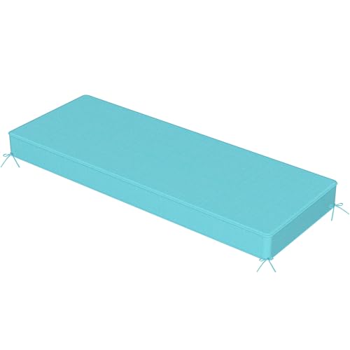 Sundale Outdoor Olefin Bench Cushion， Water-Resistant Patio Couch Cushion, Loveseat Sofa Pad with Straps Teal, 59 x 18 x 4 Inches - color: Teal, size: 59 X 18 X 4 Inch