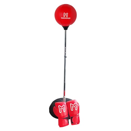 Punching Bag with Stand for Adults & Teens - Heavy Punching Bag, Boxing Bag & Boxing Equipment Set with Reflex Bag, Speed Bag & Gloves - Adjustable Height for MMA, Kickboxing & Cardio Training