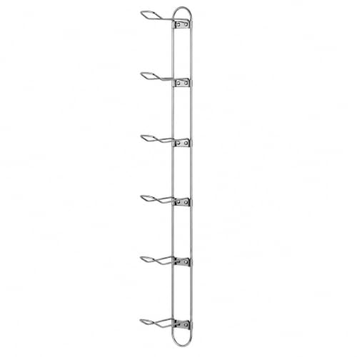Knape & Vogt Wall Mounted Ball Rack for Garages | 7-Ball Capacity, 63-1/8 in. Tall, John Sterling Collection, Alloy Steel, Silver