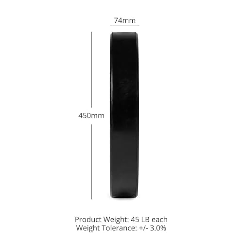 Titan Fitness Economy Series Black Olympic Bumper Plates, Durable Rubber Exterior with Steel Core, Weightlifting and Strength Training Weight Plate - size: 45 LB Single