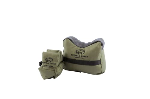 Buffalo Creek Supplies All Weather Durable Front and Rear Shooting Rest Bags, Rifle Rest Sand Bag for Bench Rest Shooting, Hunting, Target & Competitive Sports Shooting-Unfilled - color: Olive Drab
