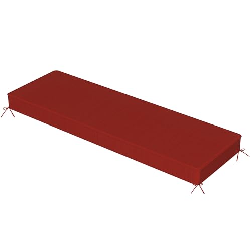 Sundale Outdoor Olefin Bench Cushion， Water-Resistant Patio Couch Cushion, Loveseat Sofa Pad with Straps Red, 48 x 18 x 4 Inches - color: Red, size: 48 X 18 X 4 Inch