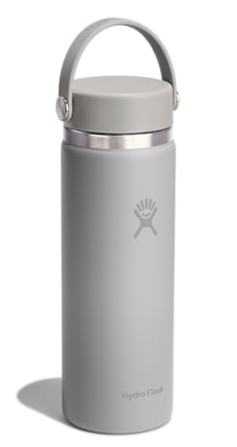 Hydro Flask Water Bottle - Insulated Stainless Steel - Wide Mouth Flex Lid, Non Spill, Leakproof and Refillable in 20 Oz Birch Gray - color: Birch, style: 20 Oz
