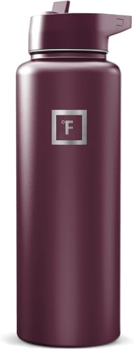 IRON °FLASK 40 oz Wide Mouth Water Bottle with Straw | Insulated Stainless Steel Sports Water Bottle with Leakproof Straw Lid - BPA Free, Cold 24 Hrs, Sweat Free (Burgundy) - color: Burgundy, style: Straw - 40 Oz (1 Lid)