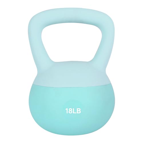 Leikefitness Soft Kettlebells,Weights for Women and Men,Home workout. | Color Coded Anti Slip Grip Kettlebell,Cushioned Impact-Resistant Base,Wide Handle Design - color: GREEN, size: 18 pounds