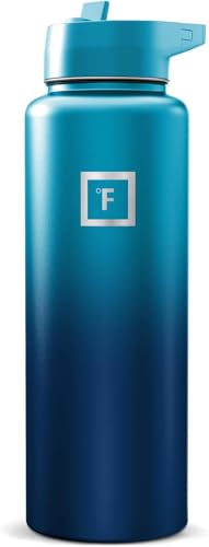 IRON °FLASK 40 oz Wide Mouth Water Bottle with Straw | Insulated Stainless Steel Sports Water Bottle with Leakproof Straw Lid - BPA Free, Cold 24 Hrs, Sweat Free (Dark Night) - color: Dark Night, style: Straw - 40 Oz (1 Lid)