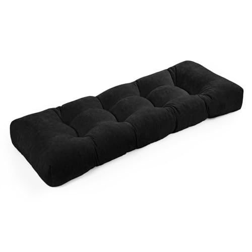 ROFIELTY Bench Cushion 42 Inch, Non-Slip Tufted Bench Cushion for Indoor Furniture for Bay Window, Entryway Bench, Piano Seat(Chenille-Black, 45x18x4) - color: Chenille-black, size: 45x18x4