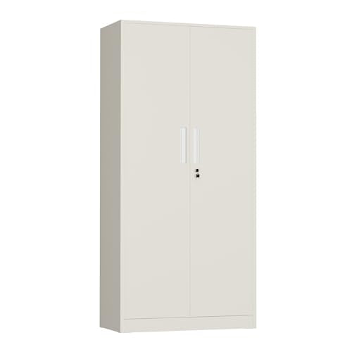 INTERGREAT Metal Storage Cabinet, 72" H Lockable Steel Cabinets with Locking Doors, Storage Locker with Adjustable Shelves for Office, Home, Garage, Gym, School (Warm Grey) - color: Warm Grey, size: MSC-D16