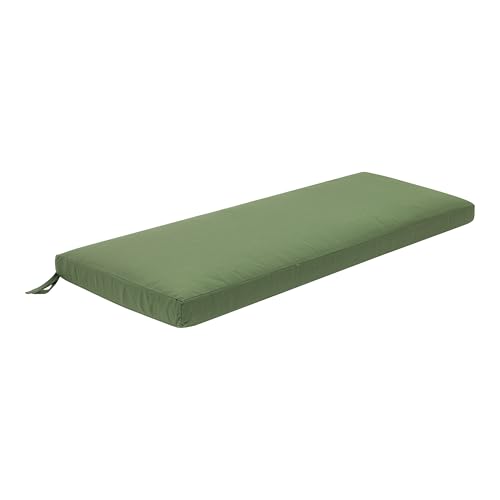 QILLOWAY Indoor/Outdoor Bench Cushion, Thick Upholstery Foam Couch Swing Pads with Ties,48-Inches,Dark Green - color: Dark Green