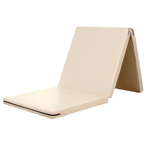 KaRaDaStyle Gymnastics Mat Folding Stretch Mats 71"x24"x2" Exercise Muscle Training Children Play Horizontal Bar Mat Yoga Sports Soundproof Home Use - color: Beige