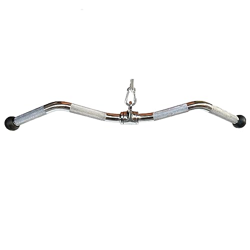 Lat Cable Machine Attachment Curl Pulldown Barbell Revolving Bar, Multi-Exerciser Cable Attachment, Solid Steel Tricep Press Down Bar with Rubber Handgrips & Revolving Hanger - color: 28 Inch Ball Hand