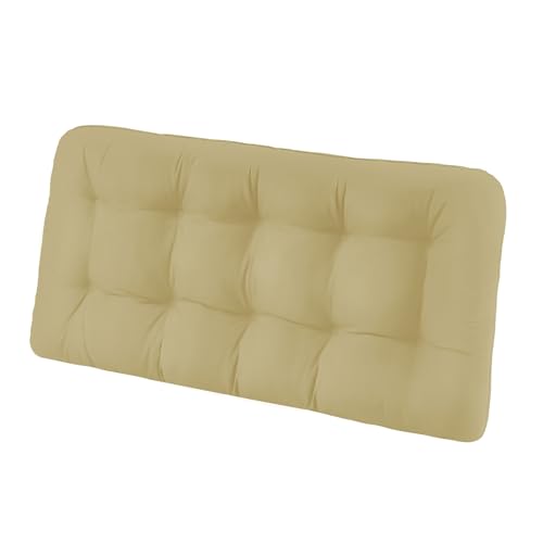 Tufted Bench Cushions for Outdoor Furniture, 44" x 19" Porch Swing Cushions Filled with Foam, Overstuffed Patio Cushions for Bench Loveseat with 2-3 Seats,Thick and Water Resistant, Khaki - color: Khaki, size: 44" x 19" x 5"
