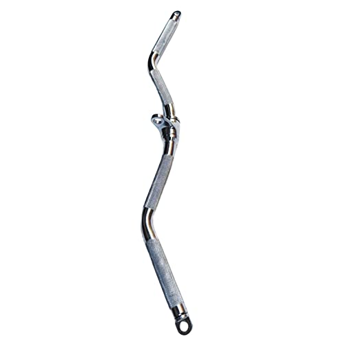 Lat Cable Machine Attachment Curl Pulldown Barbell Revolving Bar, Multi-Exerciser Cable Attachment, Solid Steel Tricep Press Down Bar with Rubber Handgrips & Revolving Hanger - color: 28 Inch Chrome