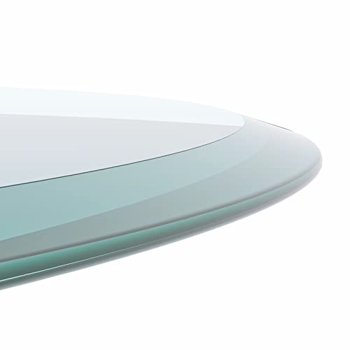24" Round 3/8" Inch Thick Tempered Glass Table Top - Beveled Edge Clear - size: 24 INCH, style: 3/8"thick - Beveled