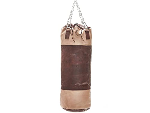 Modest Vintage Player Retro Cream/Brown Leather Heavy Punching Bag (UN-Filled)