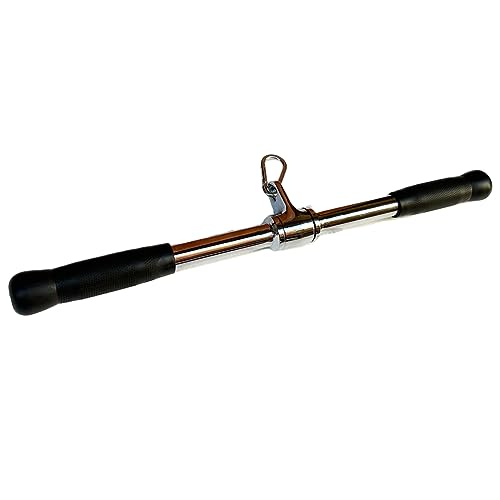 Lat Cable Machine Attachment Curl Pulldown Barbell Revolving Bar, Multi-Exerciser Cable Attachment, Solid Steel Tricep Press Down Bar with Rubber Handgrips & Revolving Hanger - color: 22 Inch