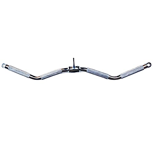 Lat Cable Machine Attachment Curl Pulldown Barbell Revolving Bar, Multi-Exerciser Cable Attachment, Solid Steel Tricep Press Down Bar with Rubber Handgrips & Revolving Hanger - color: 28 Inch Chrome