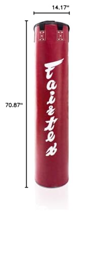 Fairtex HB6 6 Ft. Banana Bag Punching Bag for Muay Thai, Boxing, Kickboxing, MMA - 14.17" W x 70.87" H - color: HB6 Red, size: Unfilled