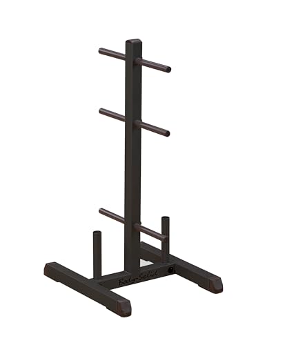 Body-Solid (GSWTB) Standard Weight Plates Tree & Bar Holder - 1000 lb Capacity Plate Storage Rack with Central Load Distribution - Durable Powder Coat Finish