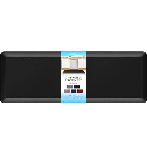 StepRite 4/5 Inch Thick Kitchen Mat Anti Fatigue Mat Kitchen Rugs Kitchen Decor Non-Slip, Stain & Water Resistant, Kitchen Mats Desk Mat for Kitchen, Office, Workshop, Black, 17'' x 47'' - color: Black, size: 48"L x 17"W x 0.8"Th